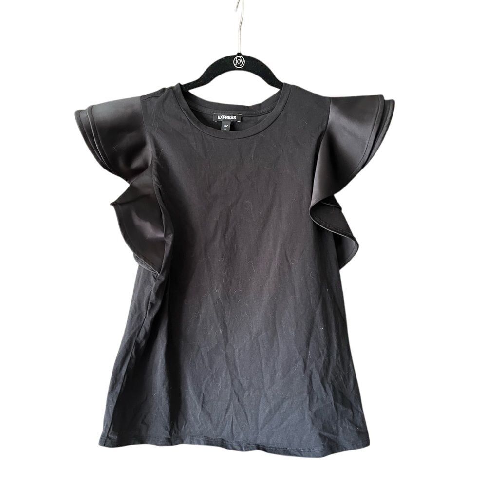 Black Fluttered Sleeve Shirt Express Size M‎ A47